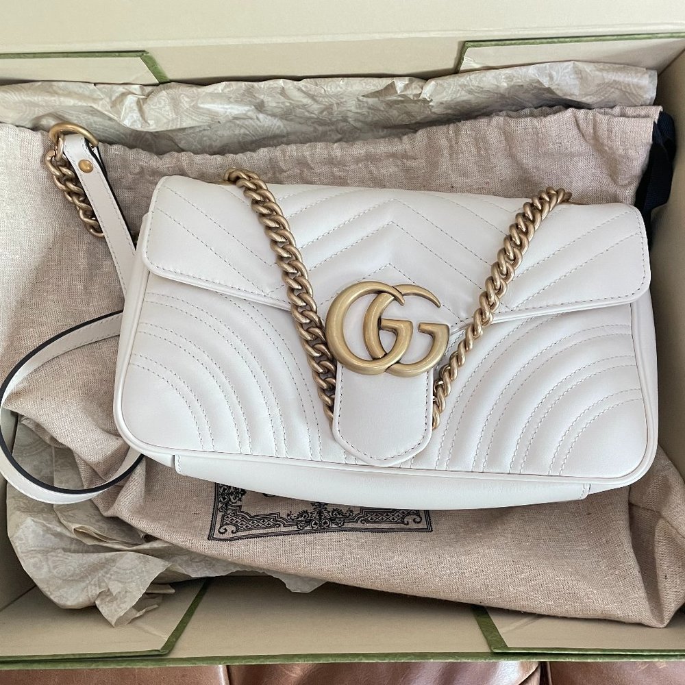 GUCCI White Small GG Marmont Bag *NEVER USED*